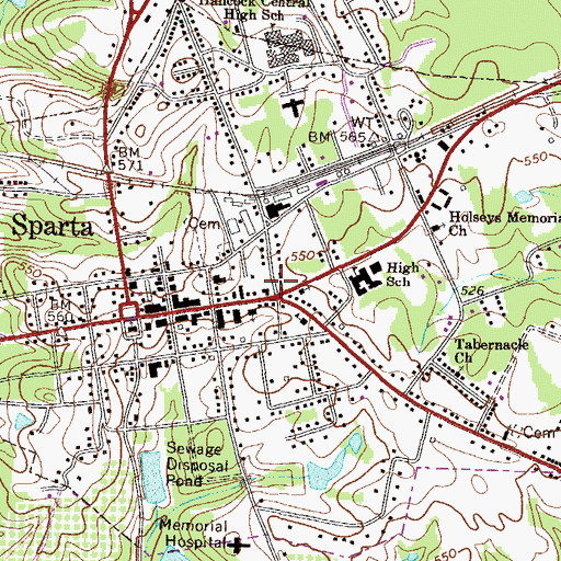 Topographic Map of City of Sparta, GA