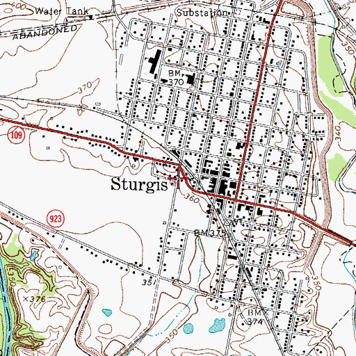 Topographic Map of City of Sturgis, KY