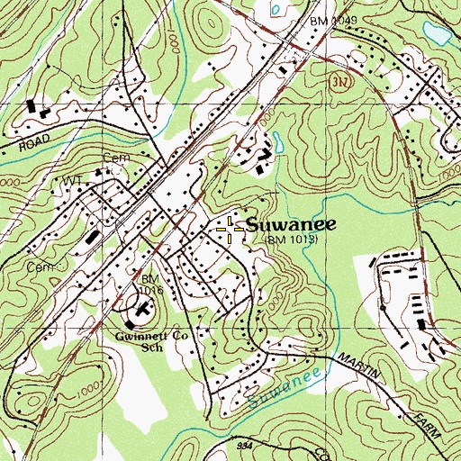 Topographic Map of City of Suwanee, GA