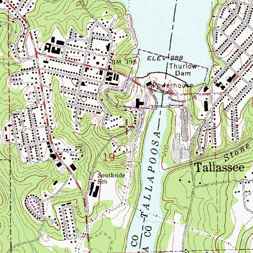 Topographic Map of City of Tallassee, AL