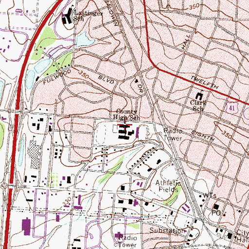 Topographic Map of City of Tifton, GA