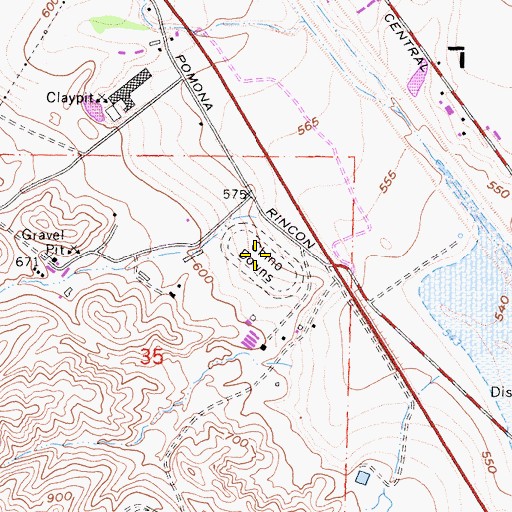Topographic Map of Chino Downs, CA
