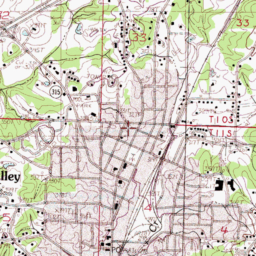 Topographic Map of City of Water Valley, MS
