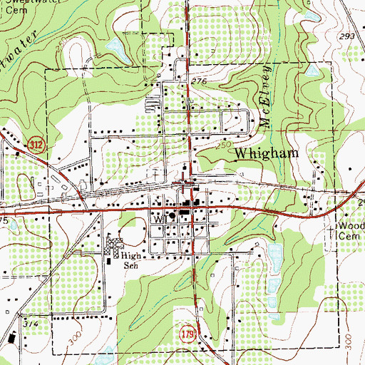 Topographic Map of City of Whigham, GA