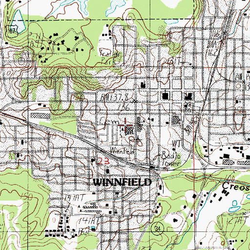 Topographic Map of City of Winnfield, LA