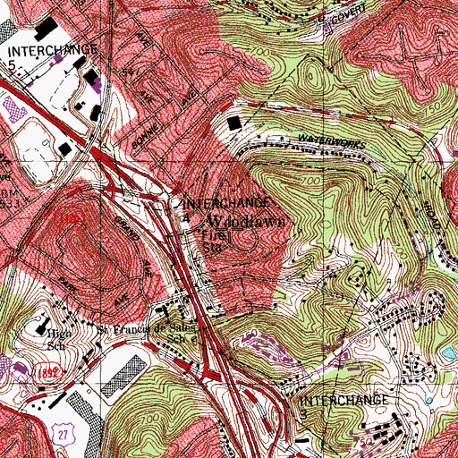 Topographic Map of City of Woodlawn, KY