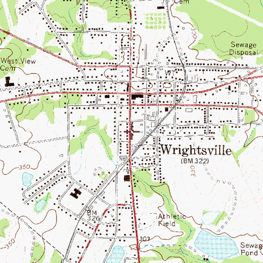 Topographic Map of City of Wrightsville, GA