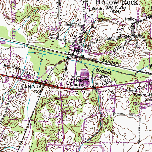 Topographic Map of Town of Hollow Rock, TN