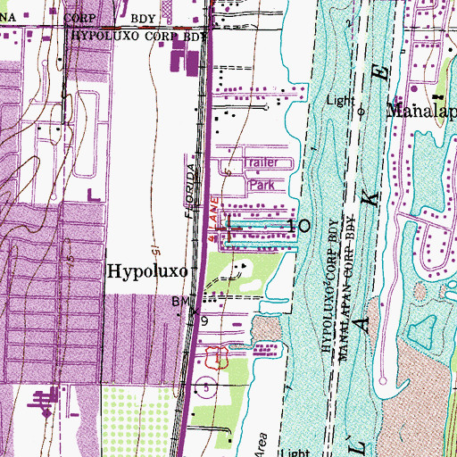 Topographic Map of Town of Hypoluxo, FL