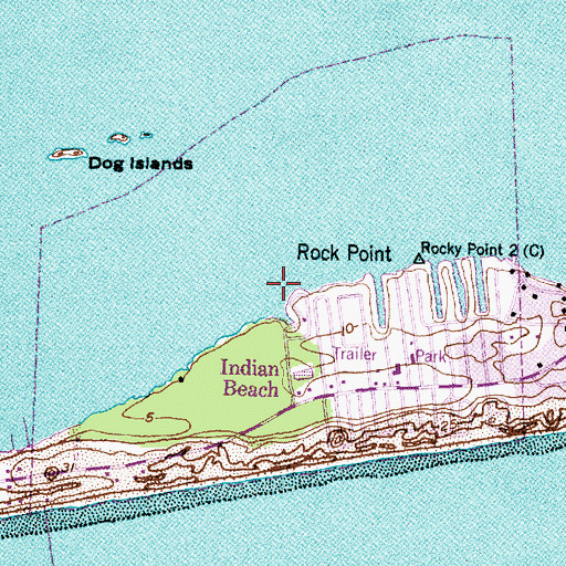 Topographic Map of Town of Indian Beach, NC