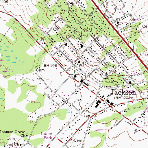 Topographic Map of Town of Jackson, SC