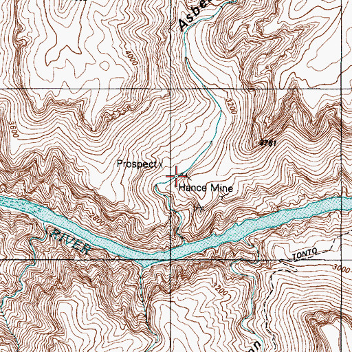 Topographic Map of Hance Mine, AZ