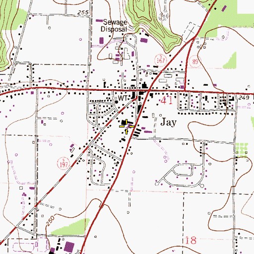 Topographic Map of Town of Jay, FL