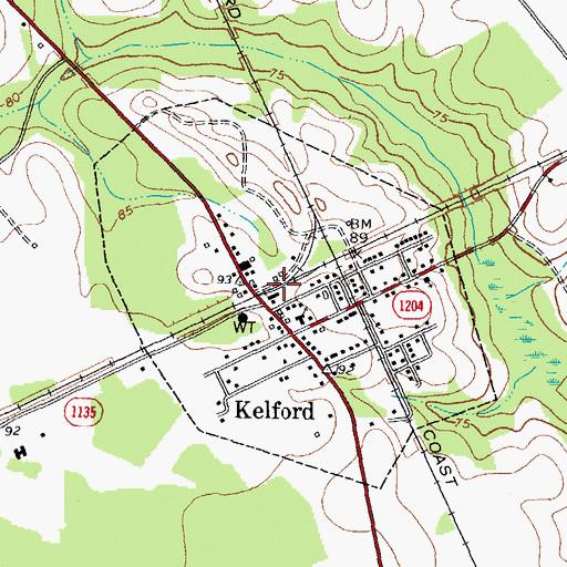 Topographic Map of Town of Kelford, NC