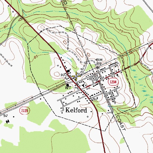 Topographic Map of Town of Kelford, NC
