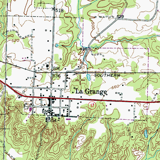 Topographic Map of Town of La Grange, TN