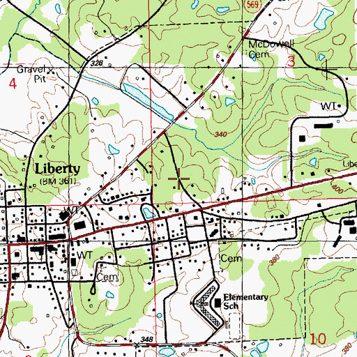 Topographic Map of Town of Liberty, MS