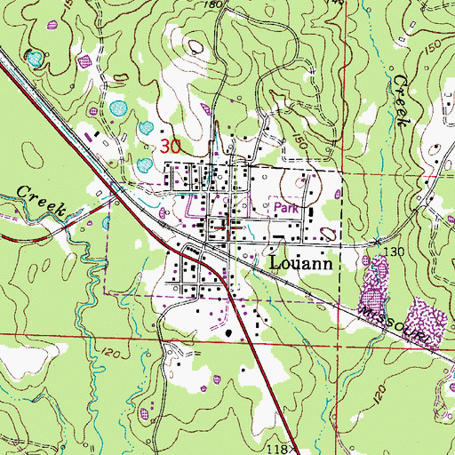 Topographic Map of Town of Louann, AR