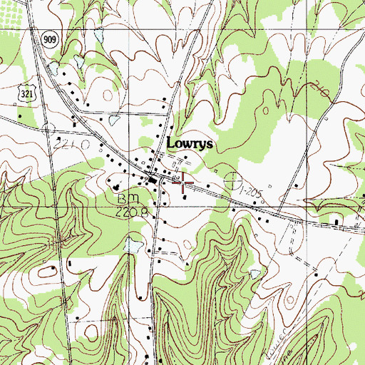 Topographic Map of Town of Lowrys, SC