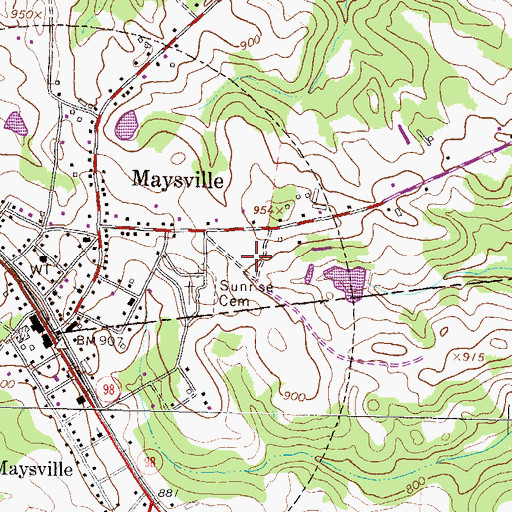 Topographic Map of Town of Maysville, GA