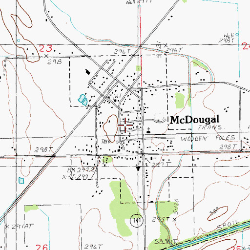 Topographic Map of Town of McDougal, AR