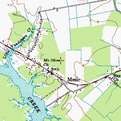 Topographic Map of Town of Mesic, NC