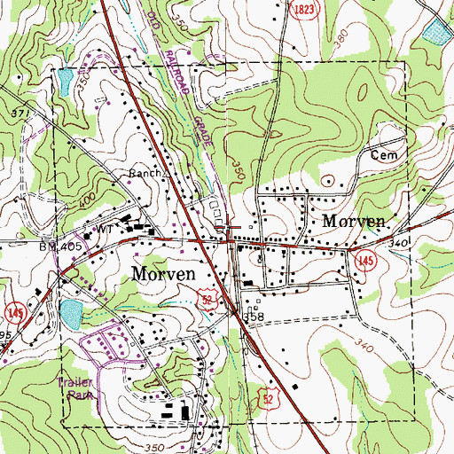 Topographic Map of Town of Morven, NC