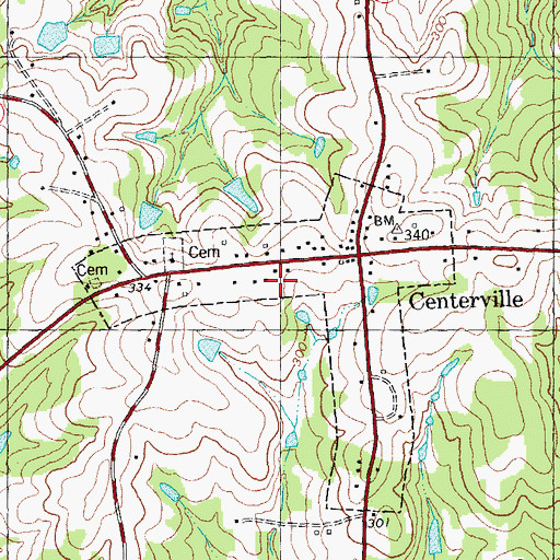 Topographic Map of Town of Centerville (historical), NC