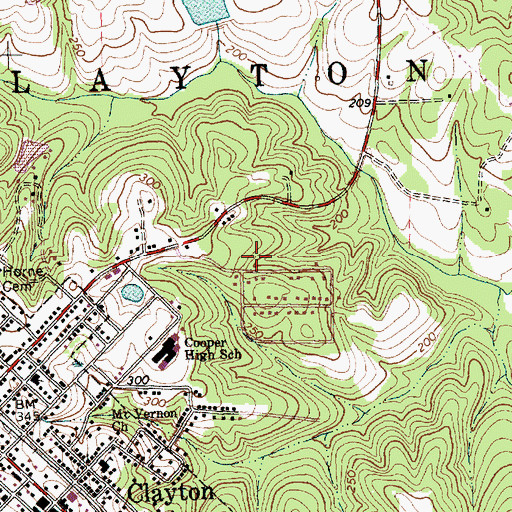 Topographic Map of Town of Clayton, NC