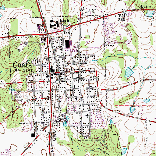 Topographic Map of Town of Coats, NC