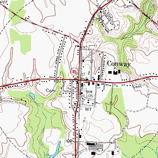 Topographic Map of Town of Conway, NC