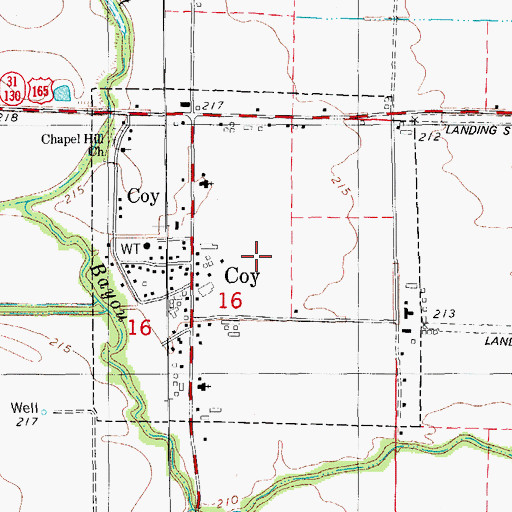 Topographic Map of Town of Coy, AR