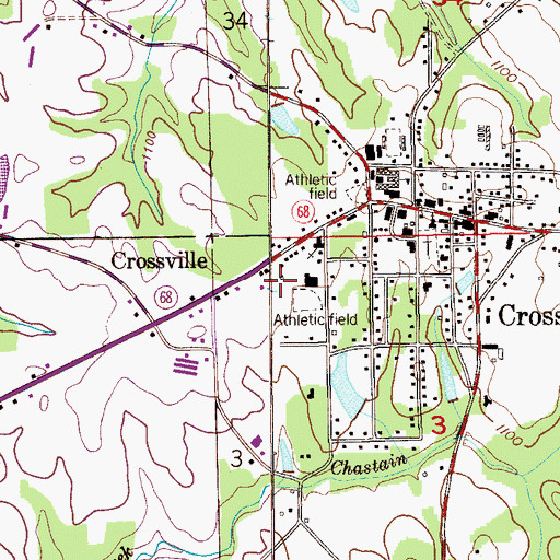 Topographic Map of Town of Crossville, AL