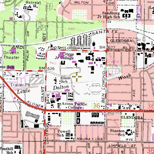 Topographic Map of Citrus College, CA