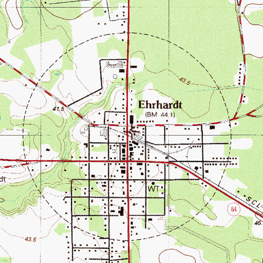 Topographic Map of Town of Ehrhardt, SC
