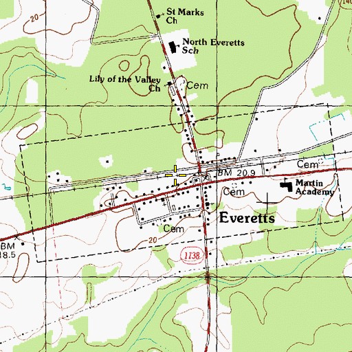 Topographic Map of Town of Everetts, NC