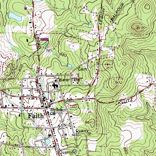 Topographic Map of Town of Faith, NC