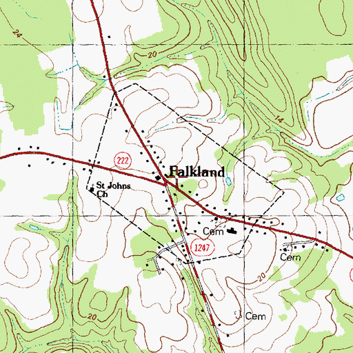 Topographic Map of Town of Falkland, NC