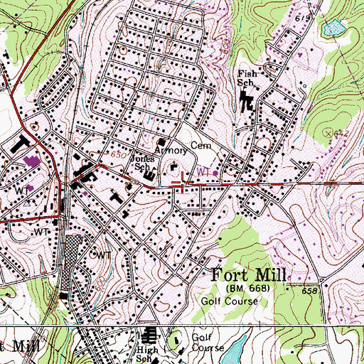 Topographic Map of Town of Fort Mill, SC