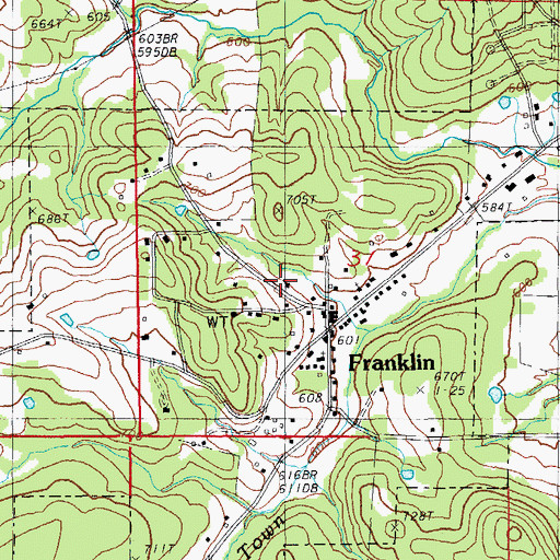Topographic Map of Town of Franklin, AR