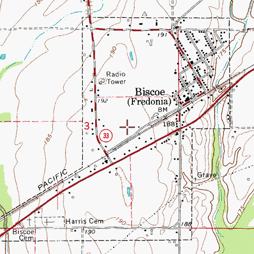 Topographic Map of Town of Fredonia (Biscoe), AR