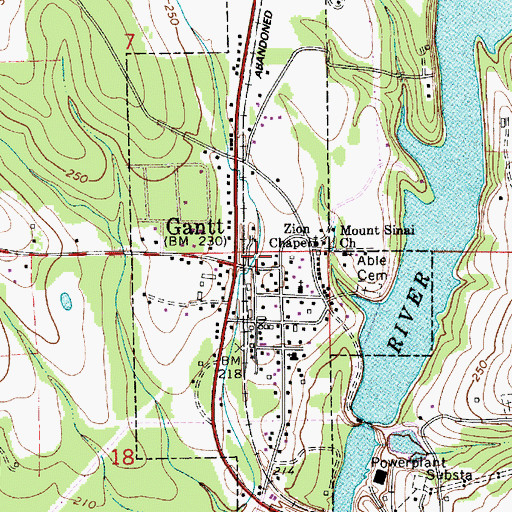Topographic Map of Town of Gantt, AL