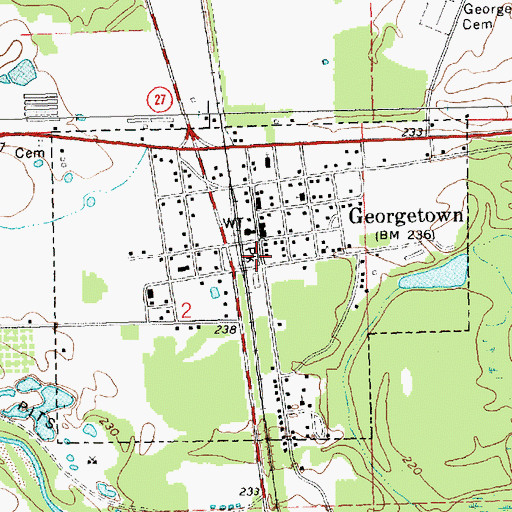 Topographic Map of Town of Georgetown, MS
