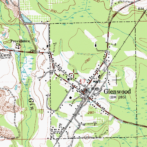 Topographic Map of Town of Glenwood, AL