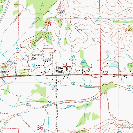 Topographic Map of Town of Gordonville, AL