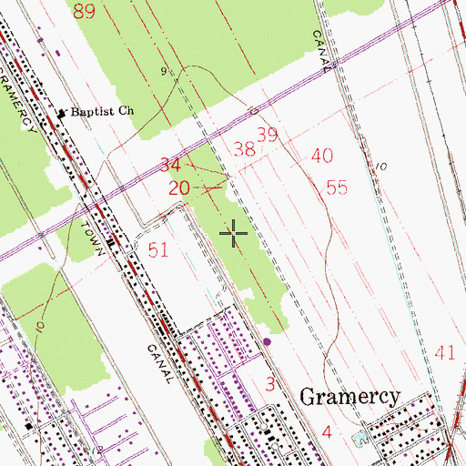 Topographic Map of Town of Gramercy, LA