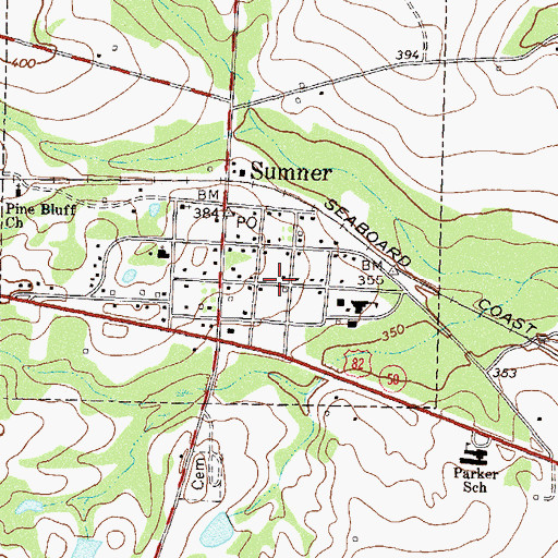 Topographic Map of Town of Sumner, GA