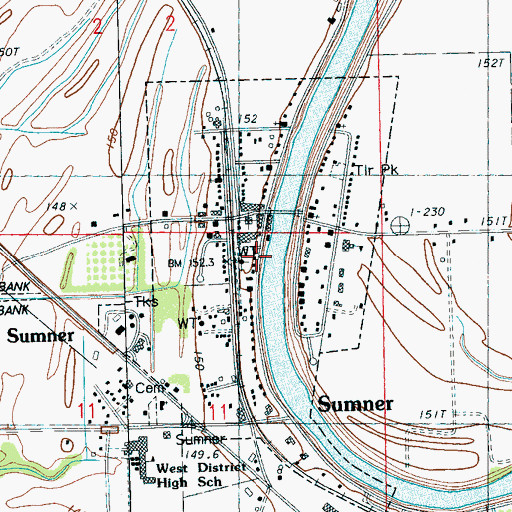 Topographic Map of Town of Sumner, MS