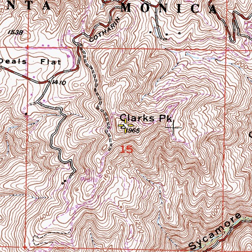 Topographic Map of Clarks Peak, CA