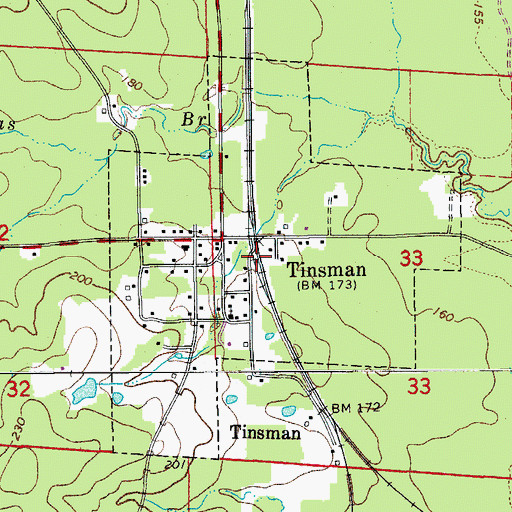 Topographic Map of Town of Tinsman, AR